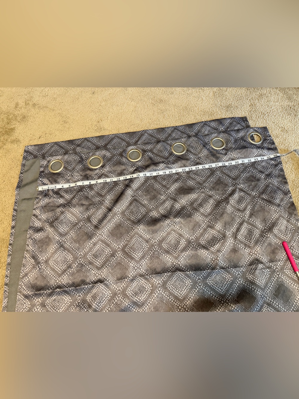 Patterned Grommet Top Curtains Panel in Gray